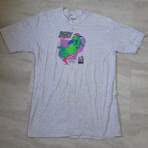 Vintage Big Kid Stuff T-Rex 1991 Suttons Graphic Gray Stedman Super Hi-Cru Tee